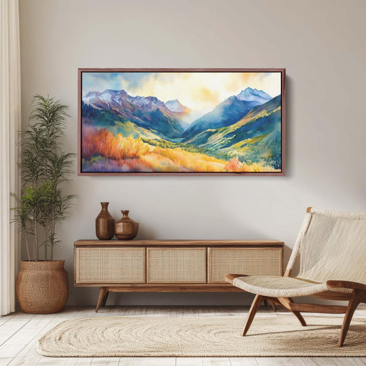 Rocky Mountains,Telluride Colorado,Fall Mountains, Vibrant Landscape, Framed Canvas, Extra Large Print