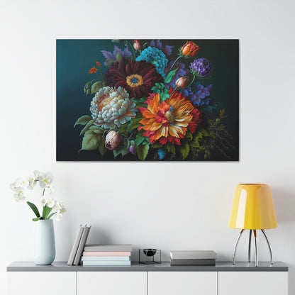 Colorful Flowers Fine Art Canvas Art Ready To Hang Large Print, Oil Painting, Floral Bouquet