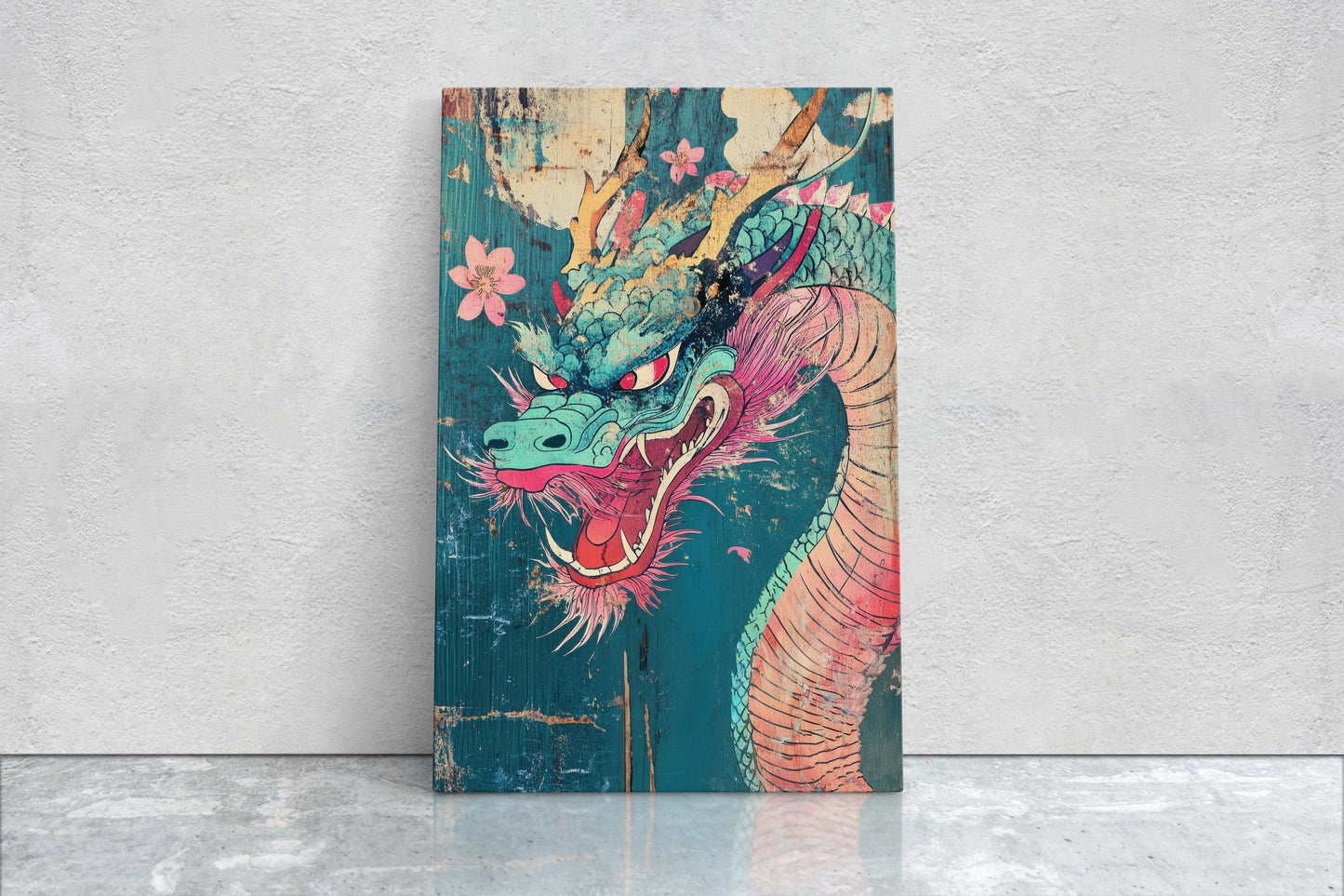Vintage Japanese Dragon, ukiyo-e Print, Japanese Art, Vintage Retro