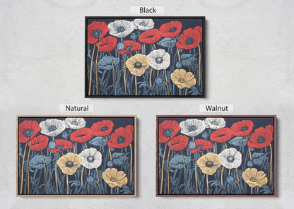 Tri-Color Poppies, Poppy Flower, Flower Painting, Dark Background