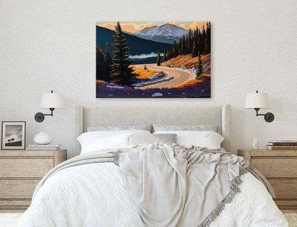 Monarch Pass Colorado, Mountain Landscape, Winding Road, Canvas Art Print, Ready to Hang, Evergreen, Landscape Painting, Continental Divide