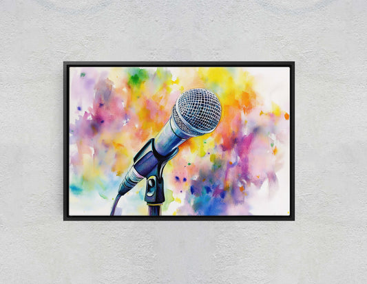 Microphone Art, Watercolor Mic, Gift for Singer