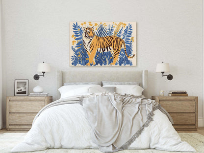 Jungle Tiger, Minimalist Tiger Print, Botanical Animal