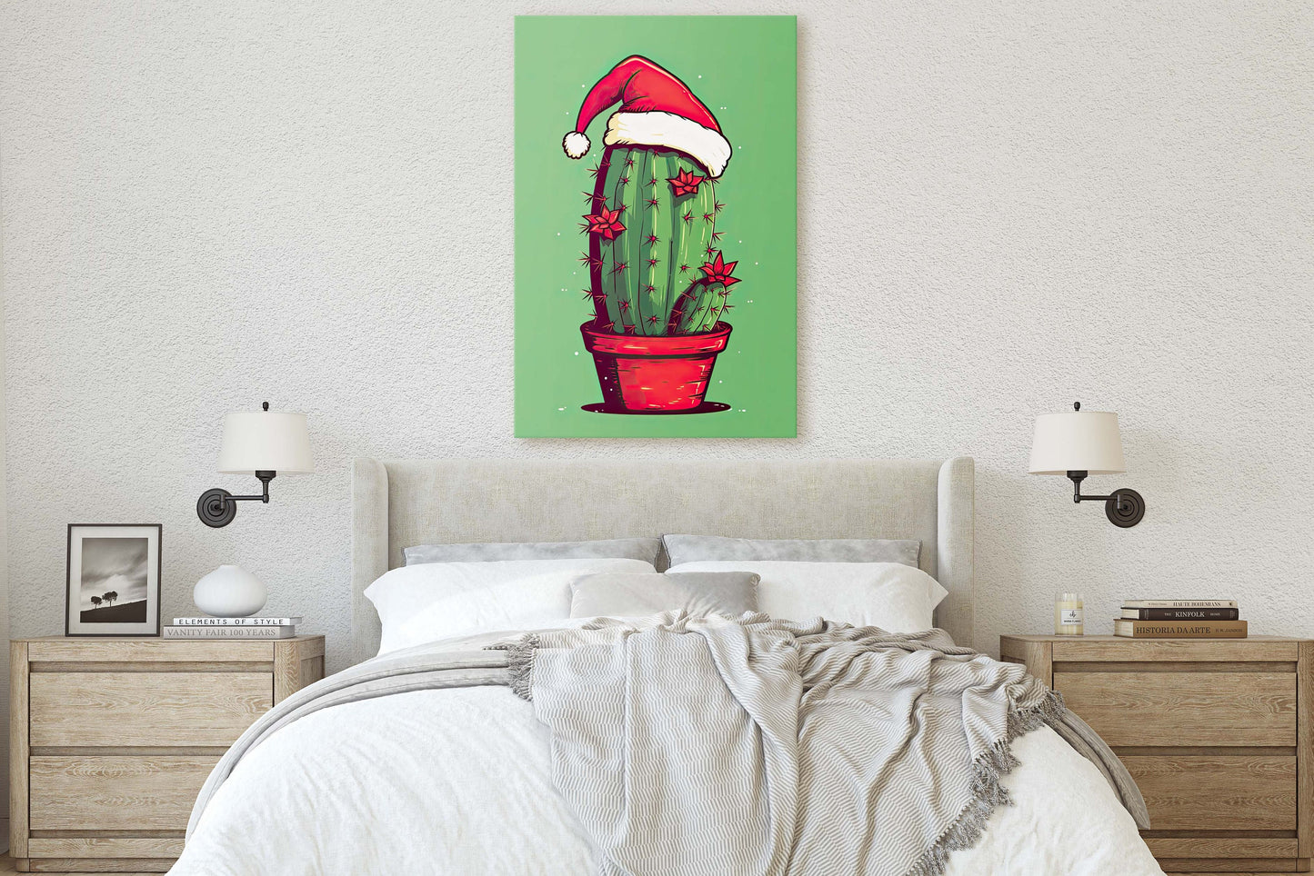 Christmas Cactus, Cute Cactus, Cute Christmas Decor, Illustration, Southwester, Chibi Style, Cartoon Cactus