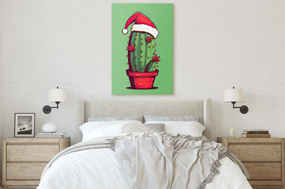 Christmas Cactus, Cute Cactus, Cute Christmas Decor, Illustration, Southwester, Chibi Style, Cartoon Cactus