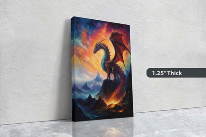 Dragon Portrait, Volcano Dragon, Mythical Creature, Fantasy Animal, Framed Canvas, Poster Print, Game room, Man Cave