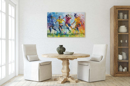Women's Soccer, Girls Soccer, Colorful sports, Woman Sports, Large Art Print, Framed Canvas, Girls Room, Kids room, Athlete