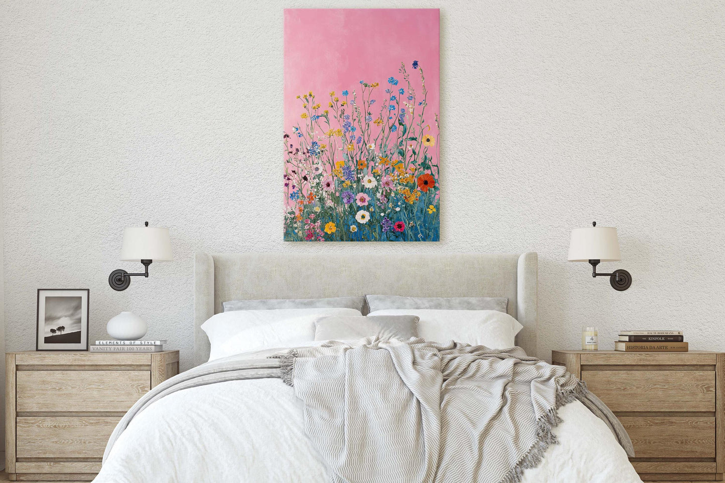 Abstract Wildflowers, Pink Decor, Botanical Art, Floral Print