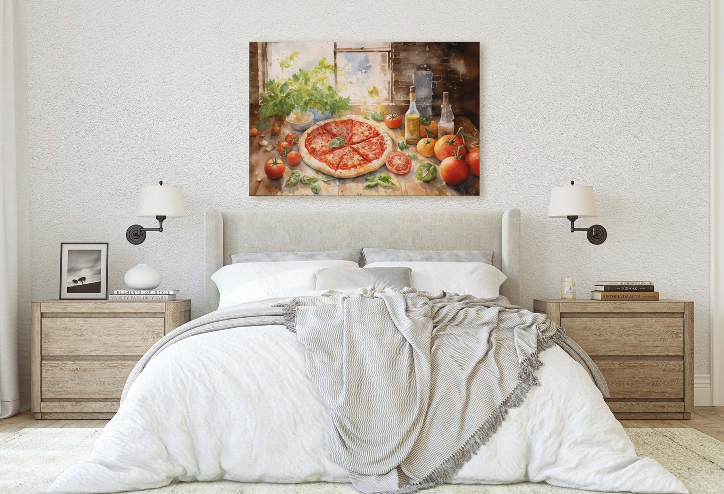 Italian Pizza, Margherita pizza, Food of Italy, Pizzeria, Restaurant Decor, Kitchen Print, Ready to Hang, Canvas Art Print, Large Art