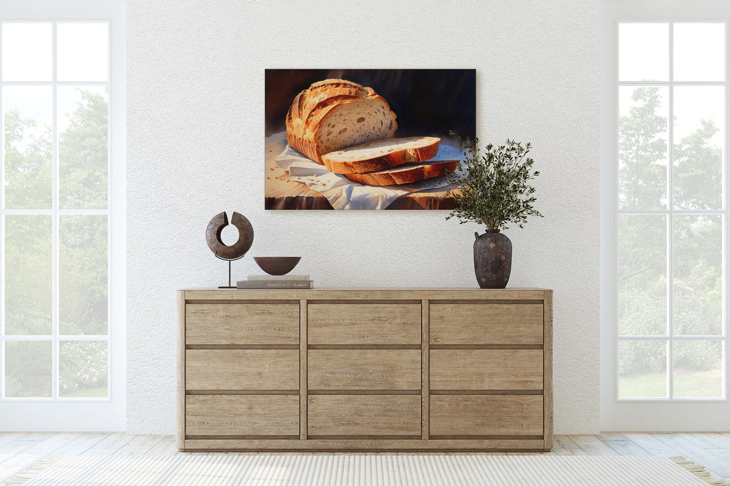 Bread Painting, Still Life, Loaf of Bread, Kitchen Decor, Dining Room Decor, Bakery Art, Baker Decor, Canvas Art Print, Ready to Hang