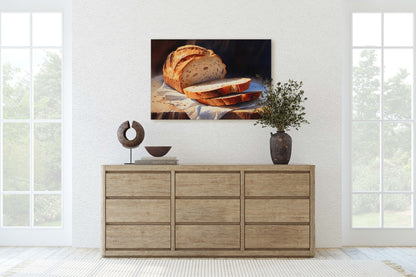 Bread Painting, Still Life, Loaf of Bread, Kitchen Decor, Dining Room Decor, Bakery Art, Baker Decor, Canvas Art Print, Ready to Hang