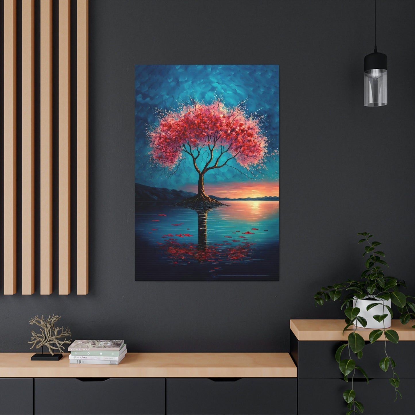 Cherry Blossom Water Canvas Art Ready To Hang