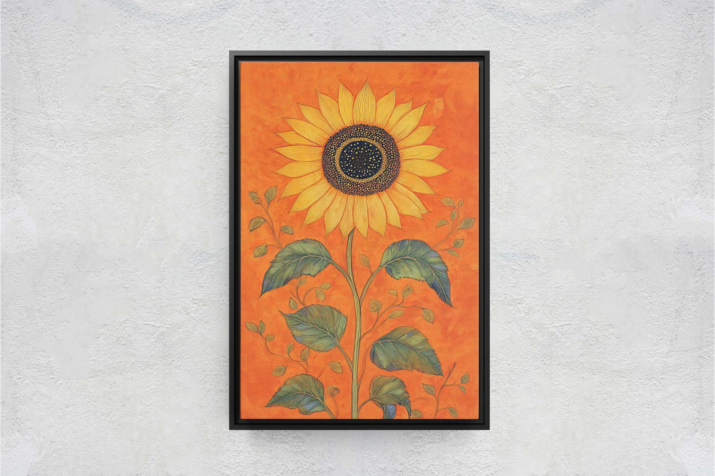 Orange Sunflower Painting, Contemporary Art, Living Room