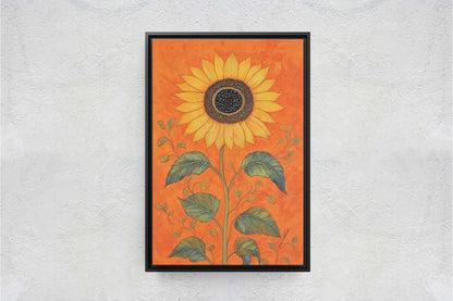 Orange Sunflower Painting, Contemporary Art, Living Room