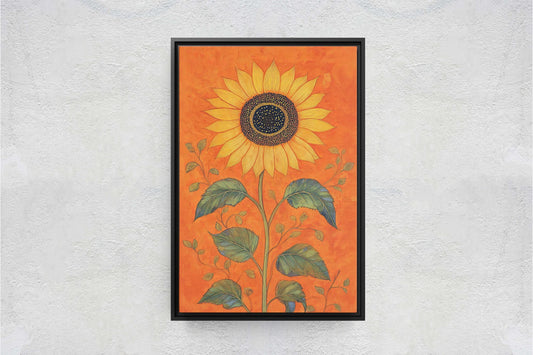 Orange Sunflower Painting, Contemporary Art, Living Room