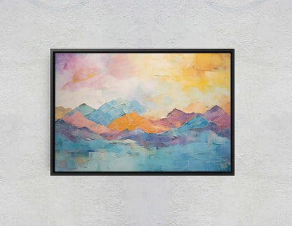Abstract Mountains, Impressionist Art, Mountain Landscape, Scenic Decor, Painting Print, Framed Canvas, Large Art Print