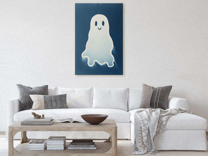 Cute Ghost Illustration, Halloween Ghost, Friendly Ghost, Happy Ghost, Fun Spirit, Halloween Poster, Canvas Art, Kid Friendly Halloween