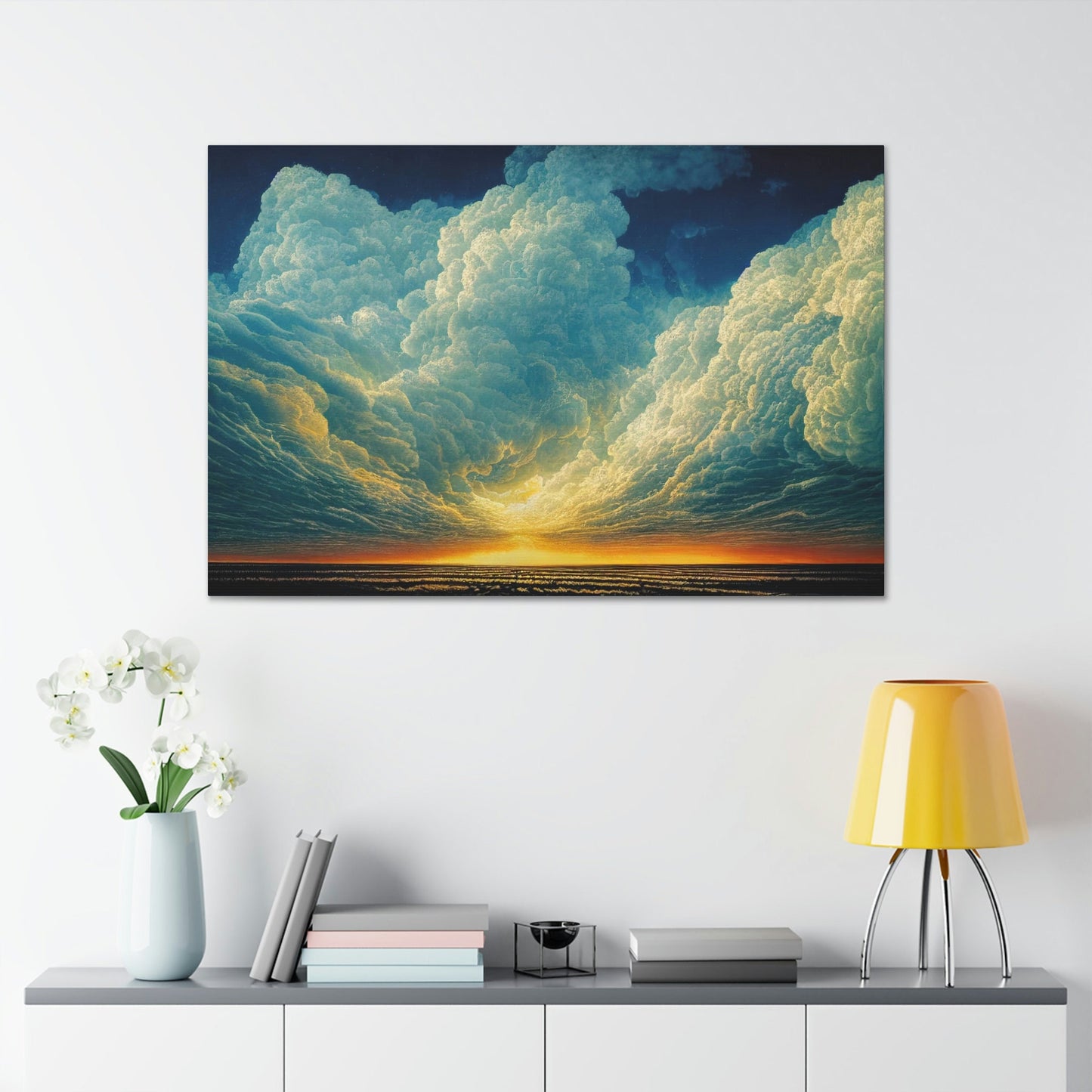 Storm Passing Art Ready To Hang Large Print, Oil Painting, Landscape, Dark Gloomy, Dramatic, Hopeful