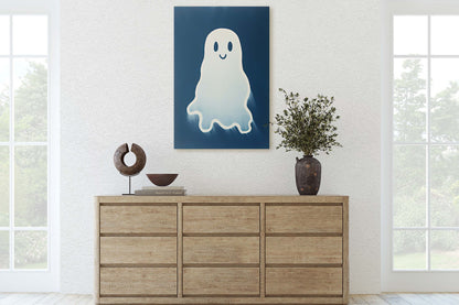 Cute Ghost Illustration, Halloween Ghost, Friendly Ghost, Happy Ghost, Fun Spirit, Halloween Poster, Canvas Art, Kid Friendly Halloween