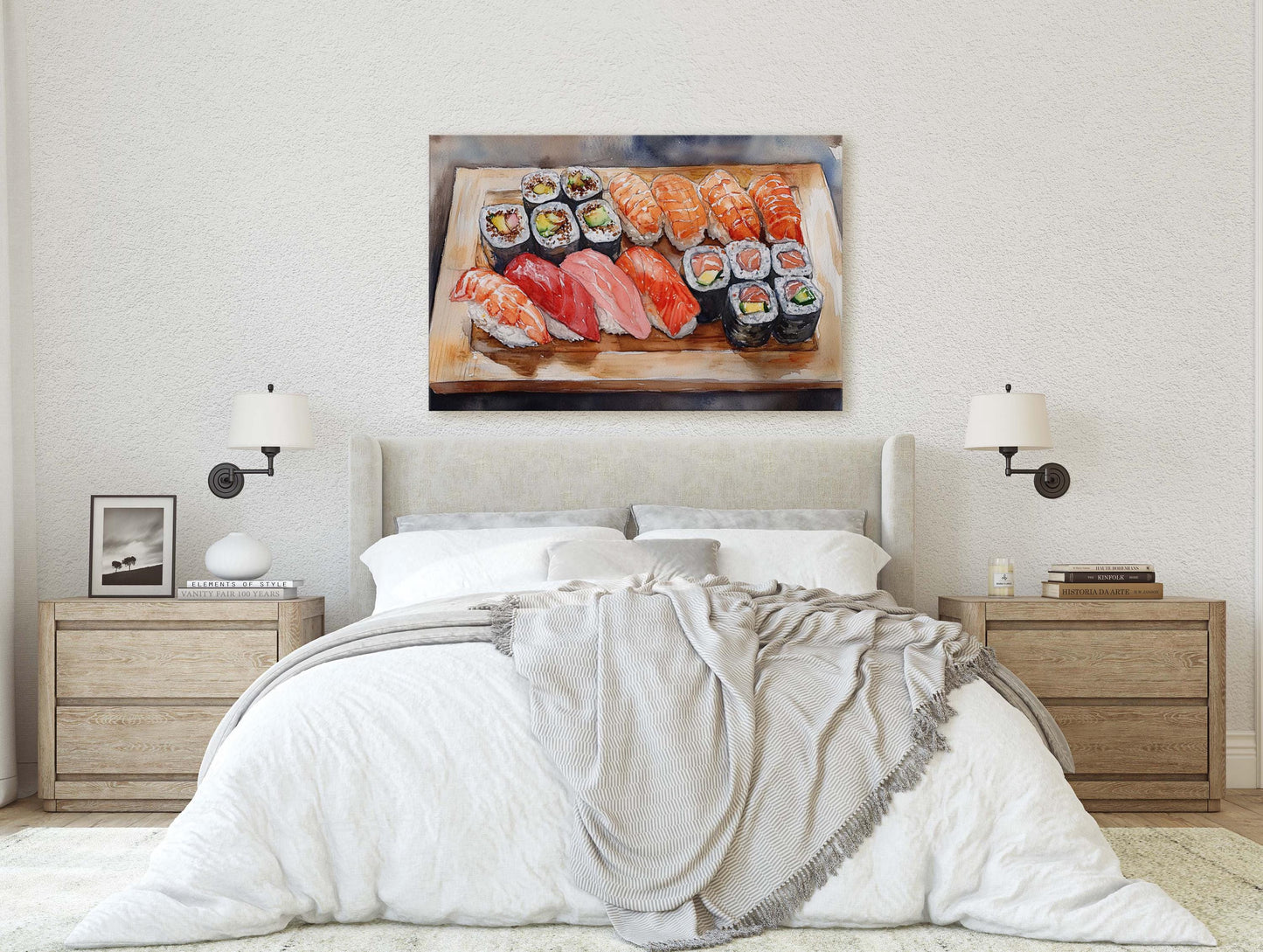 Sushi Print, Sashimi Canvas, Food Decor, Kitchen Art