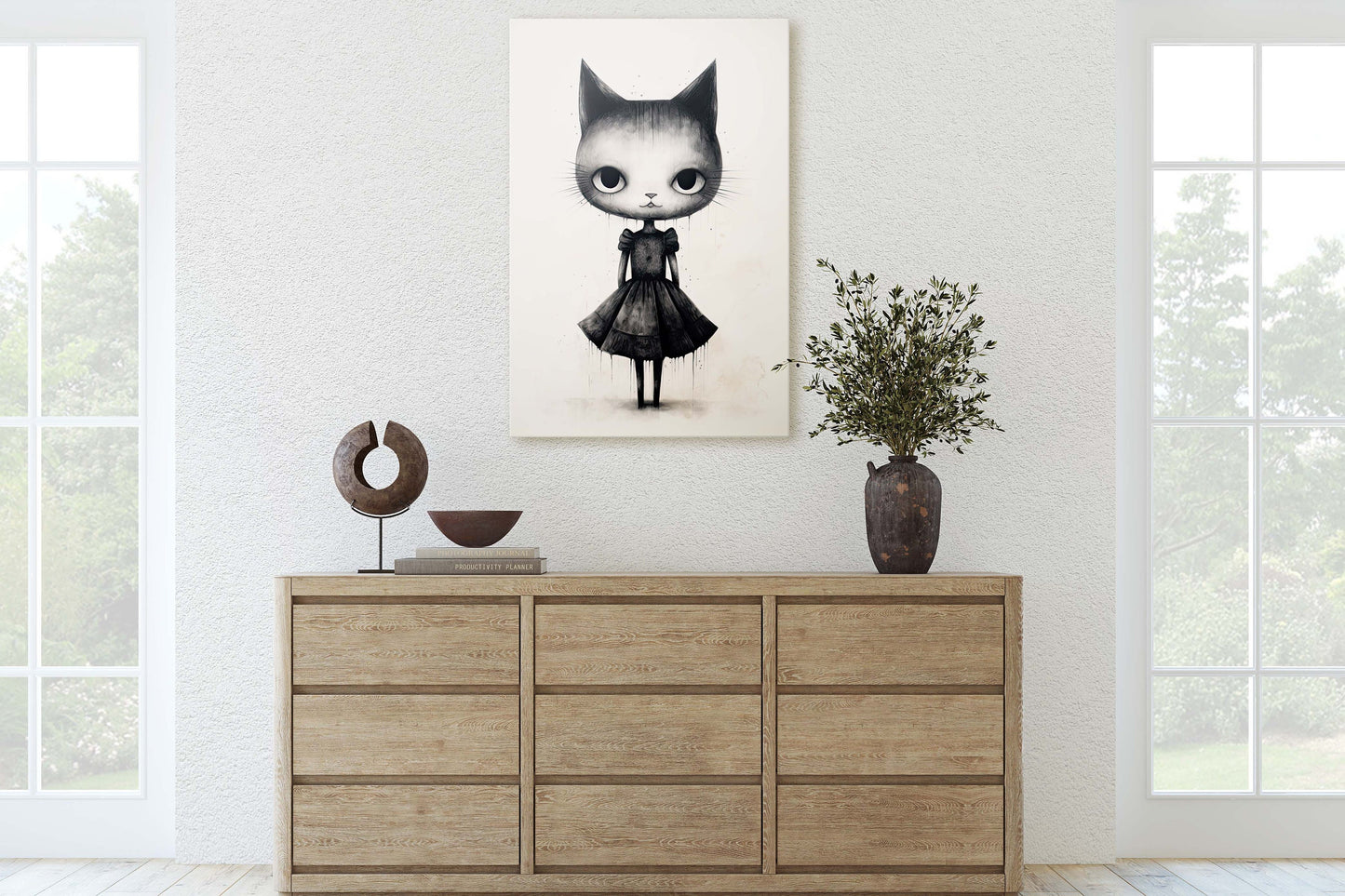 Black Cat Art, Black and White Cat, Cat Ink, Kitten Print, Graffiti, Street Art, Modern, Contemporary, Cute Kitten, Halloween