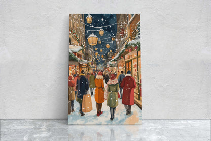 Vintage Christmas Canvas, Christmas Shopping, Christmas Village