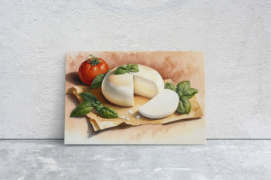 Mozzarella Cheese, Ready To Hang, Large Print, Watercolor Painting, Dining Room, Kitchen Art, Restaurant Art, Italian Food