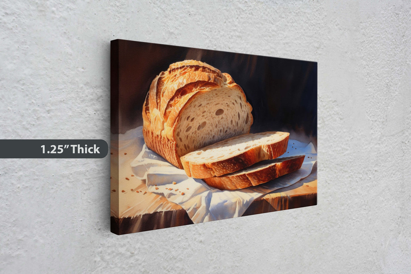Bread Painting, Still Life, Loaf of Bread, Kitchen Decor, Dining Room Decor, Bakery Art, Baker Decor, Canvas Art Print, Ready to Hang
