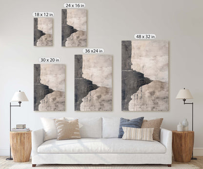 Wabi Sabi Artwork, Minimalist Texture, Neutral Tones, Black and White, Extra Large Print, Framed Canvas, Abstract, Texture