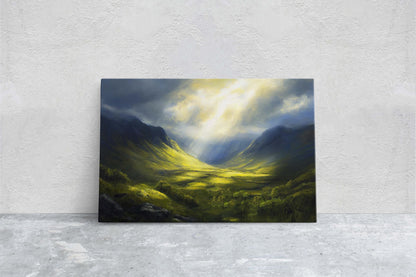 Celtic Highlands, Scottish Highland, Mountain Valley, Valley Painting, Light After Storm
