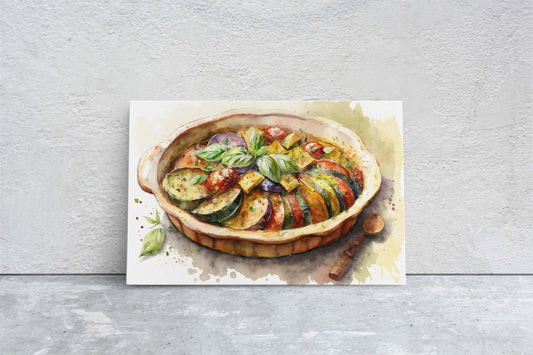 Ratatouille, Ready To Hang, Large Print, Watercolor Painting, Dining Room, Kitchen Art, Restaurant Art, Italian Food