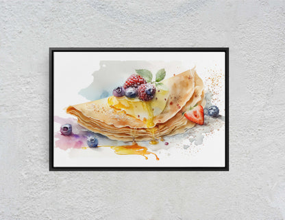 Crepes, French Pastry, Ready To Hang, Large Print, Watercolor Painting, Dining Room, Kitchen Art, Restaurant Art, Bakery, Breakfast Art