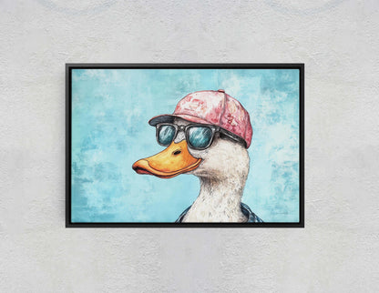Hipster Duck, Pop Art, Modern Decor, Street Art, Animal Art, Unique Art, Kids Room, Boys Room, Girls Room