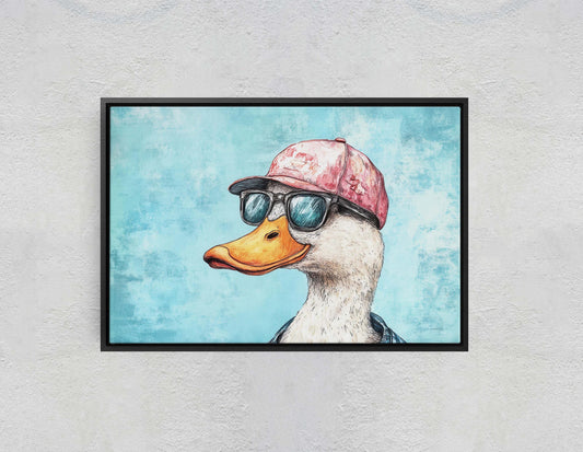 Hipster Duck, Pop Art, Modern Decor, Street Art, Animal Art, Unique Art, Kids Room, Boys Room, Girls Room