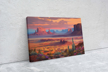Sunset Desert, Landscape Painting, Southwest Decor, Pink Purple Blue Orange, Cactus Painting, Arizona Art, Calming Art