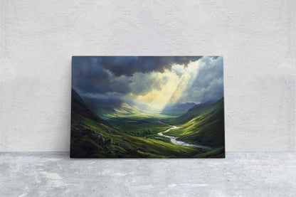 Celtic Highlands, Scotland Highlands, Scenic Decor, Valley Painting