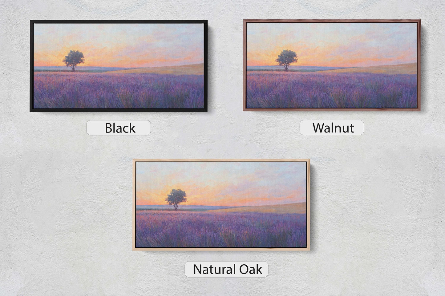 Lavender Fields, Sunset Lavender Painting, Wildflower Painting