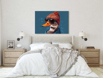 Hipster Duck, Pop Art, Modern Decor, Street Art, Animal Art, Unique Art, Kids Room, Boys Room, Girls Room