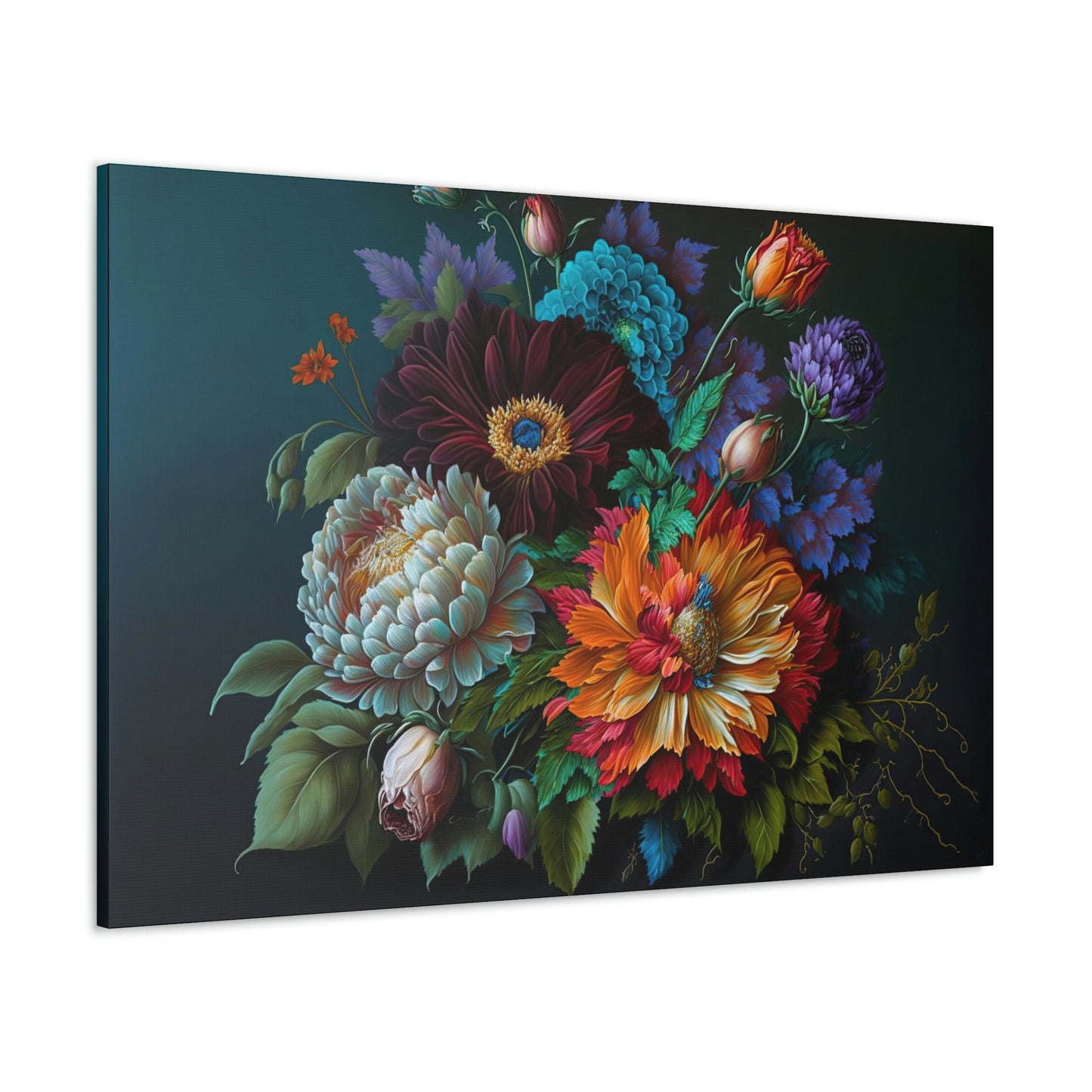 Colorful Flowers Fine Art Canvas Art Ready To Hang Large Print, Oil Painting, Floral Bouquet