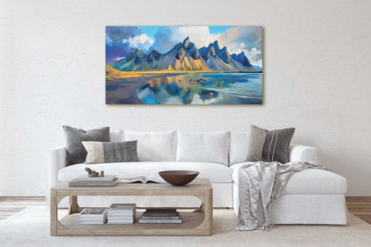 Vestrahorn Painting, Iceland Art, Nature Painting, Mountain Art