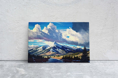 Big Sky Montana, Canvas Art, Ready To Hang, Large Print, Landscape Painting, Dramatic Landscape, Mountain Range, Blue sky mountain,