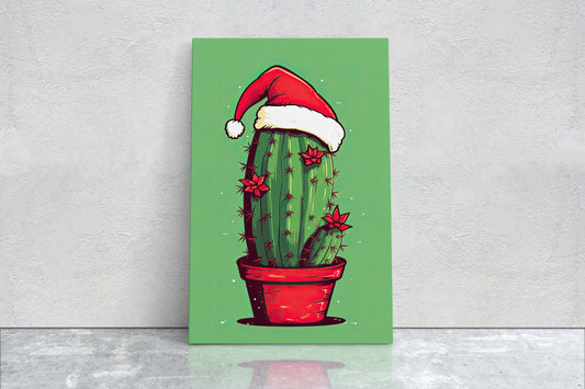 Christmas Cactus, Cute Cactus, Cute Christmas Decor, Illustration, Southwester, Chibi Style, Cartoon Cactus