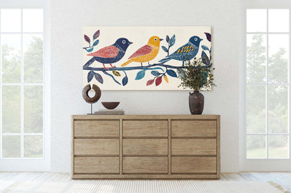 Linocut Bird Art, Scandinavian Art, Abstract Birds, Contemporary Decor