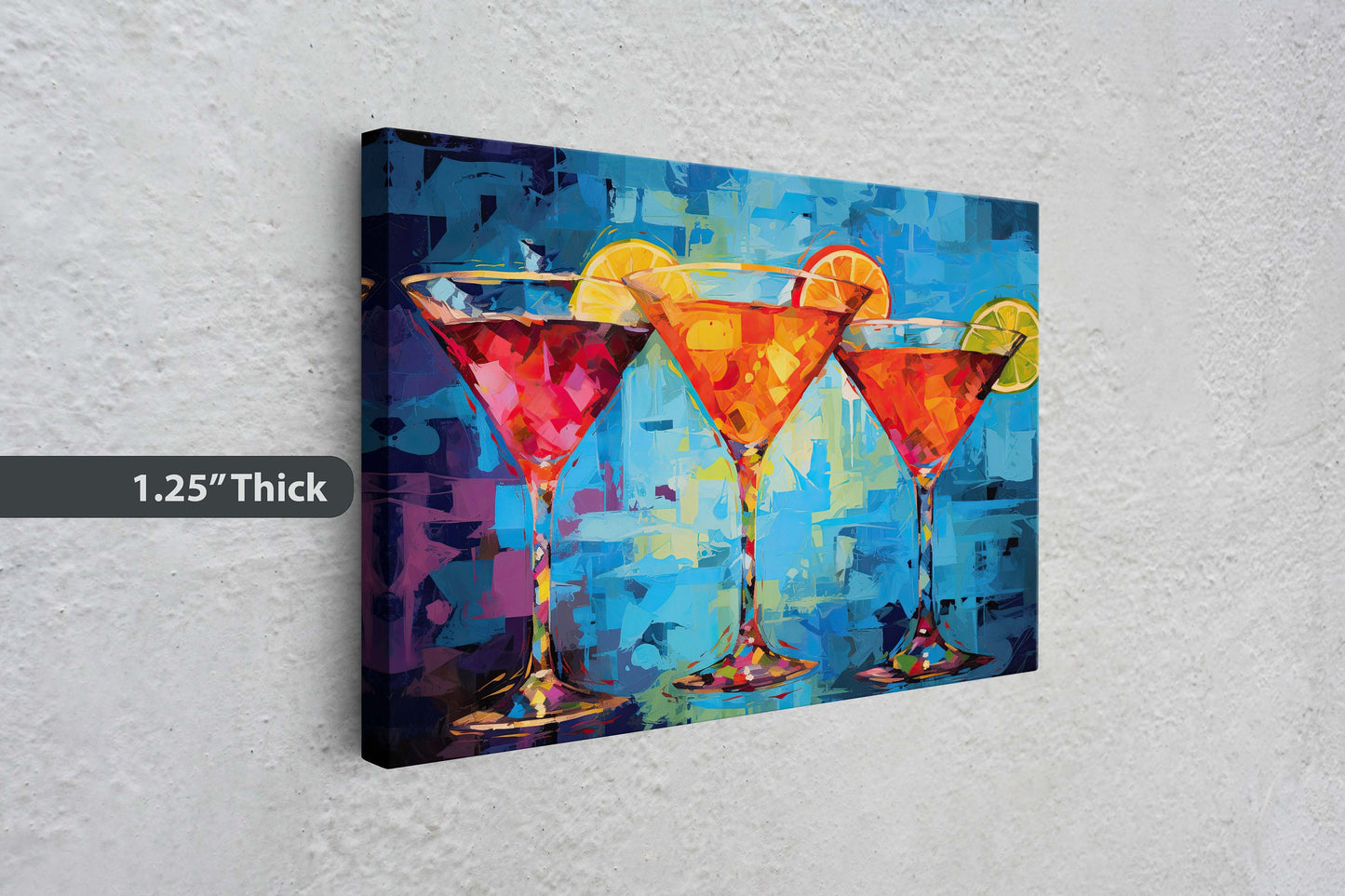 Margarita Glasses, Bar Decor, Cocktails, Restaurant Art, Kitchen, Dining Room, Mixed Drinks, Beverages, Ready to Hang, Canvas Print