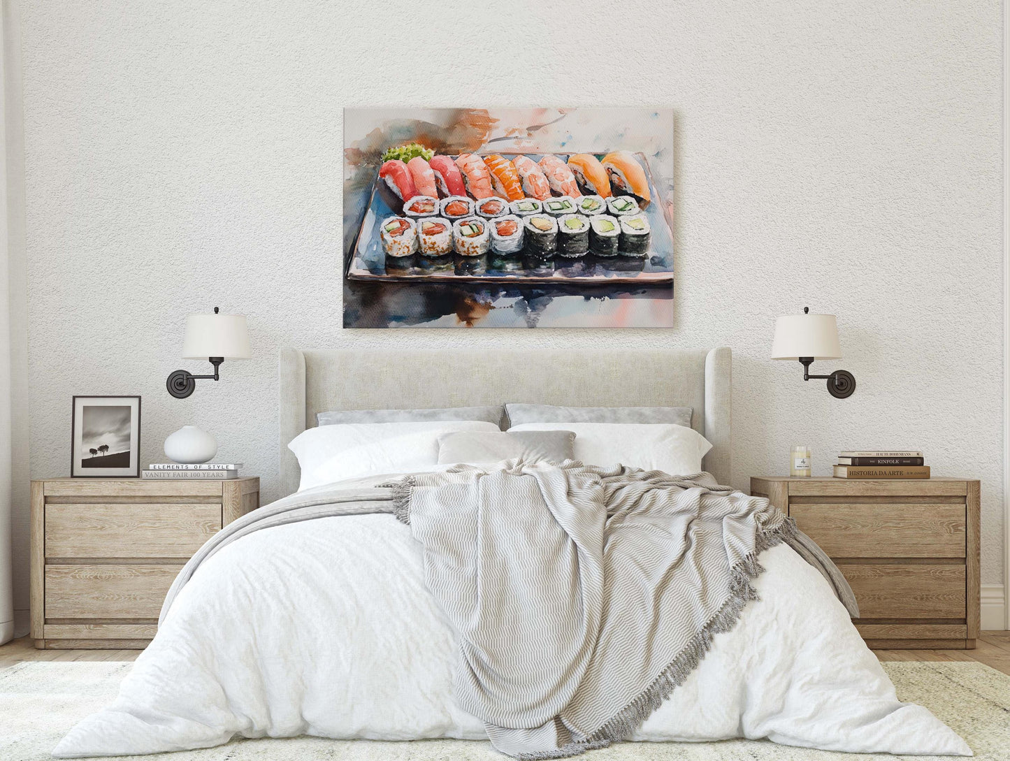Sushi Print, Sashimi Canvas, Food Decor, Kitchen Art