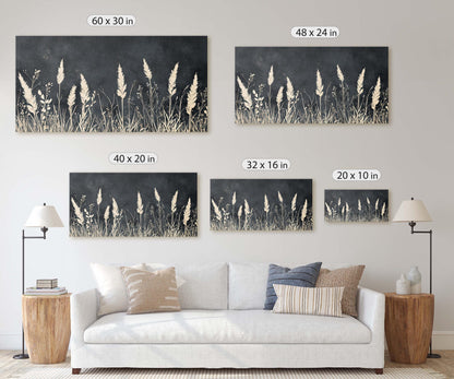Grass Field Painting, Light and Dark, Tall Grass Print, Black and White