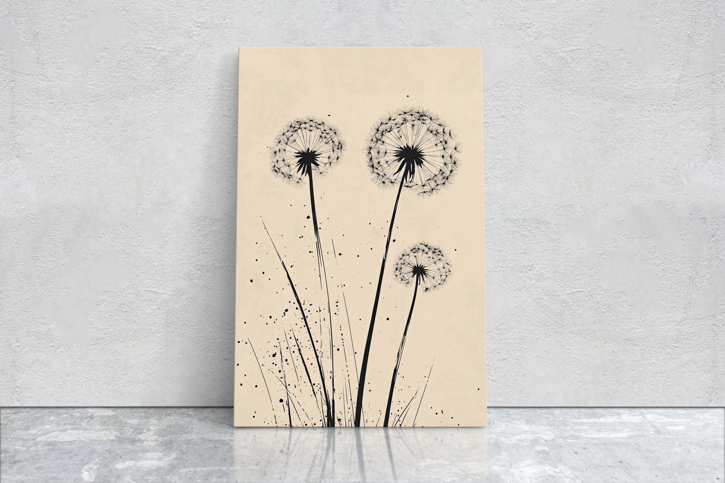 Minimalist Dandelion, Dandelion Print, Black and White, Cream, Neutral Colors