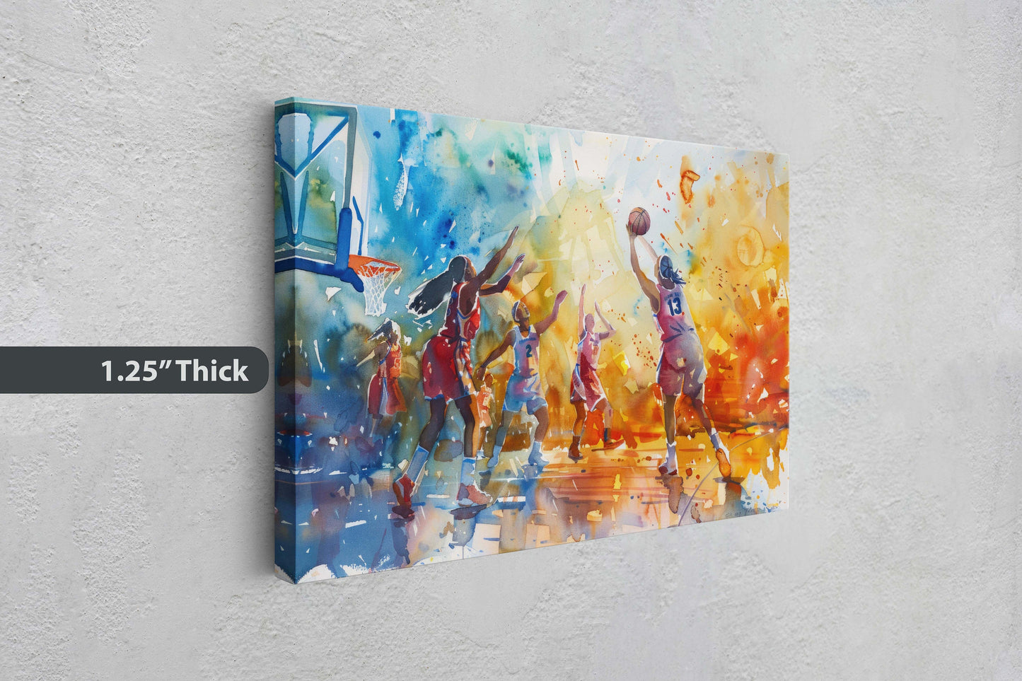 Women's Basketball, Girls Basketball, Colorful sports, Woman Sports, Large Art Print, Framed Canvas, Girls Room, Kids room, Athlete