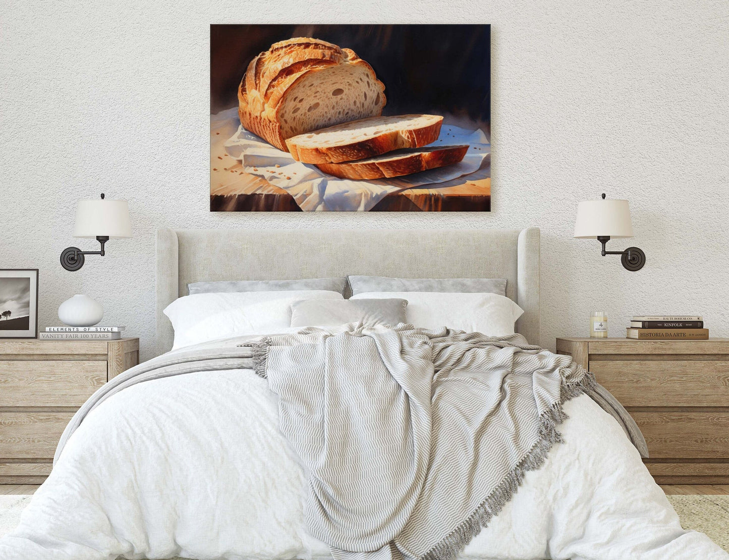 Bread Painting, Still Life, Loaf of Bread, Kitchen Decor, Dining Room Decor, Bakery Art, Baker Decor, Canvas Art Print, Ready to Hang