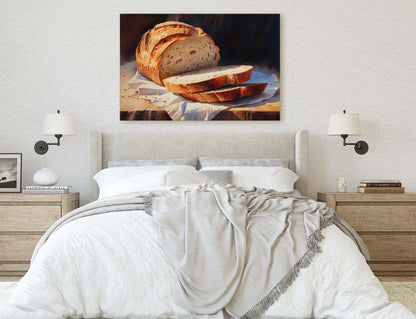 Bread Painting, Still Life, Loaf of Bread, Kitchen Decor, Dining Room Decor, Bakery Art, Baker Decor, Canvas Art Print, Ready to Hang
